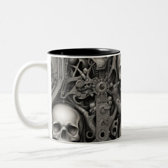 Caneca De Café Em Dois Tons crânios do Techno 029 (Esquerda)