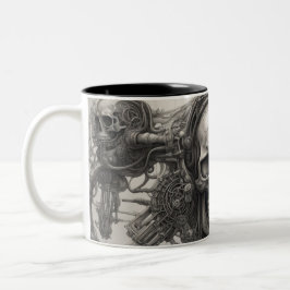 Caneca De Café Em Dois Tons crânios do Techno 030