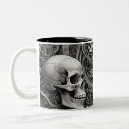 Caneca De Café Em Dois Tons crânios do Techno 031
