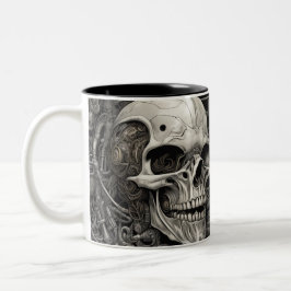 Caneca De Café Em Dois Tons crânios do Techno 032