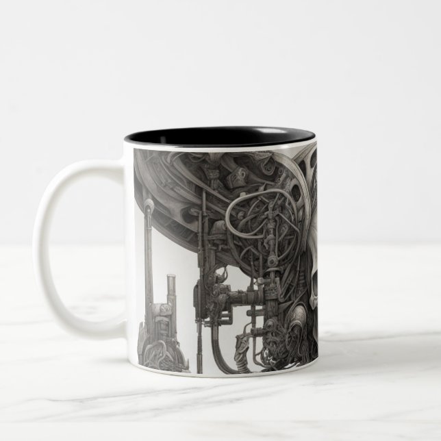 Caneca De Café Em Dois Tons crânios do Techno 034 (Esquerda)