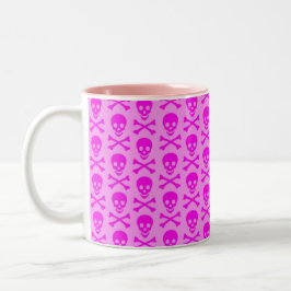 Caneca De Café Em Dois Tons Crânios Rosa
