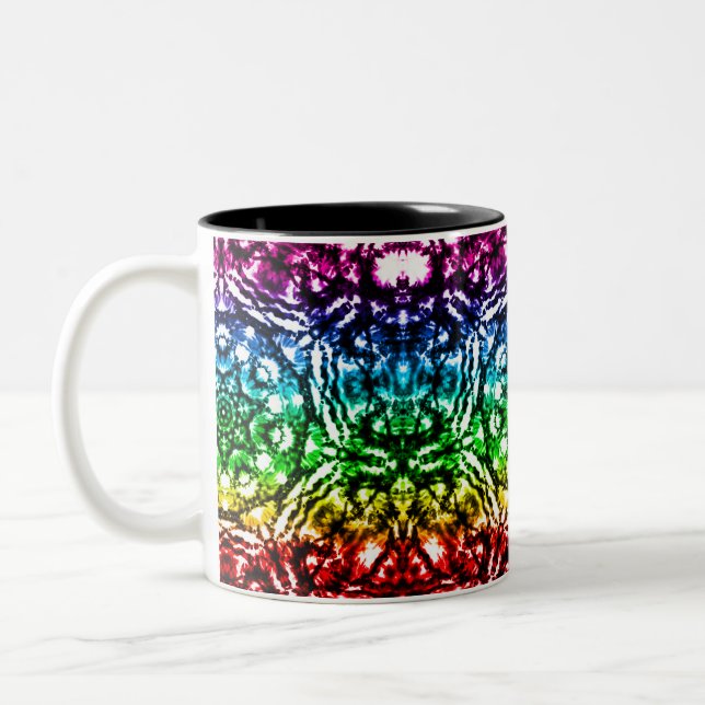 Caneca De Café Em Dois Tons Cravata Tie Dye Mandala Arco-íris Estrela (Esquerda)