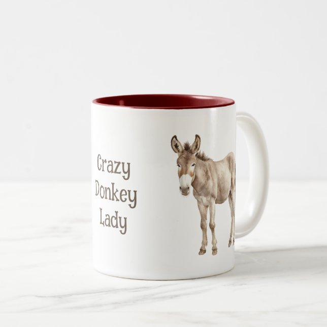 Caneca De Café Em Dois Tons Crazy Donkey Lady (Frente Esquerda)