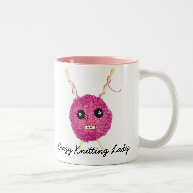 Caneca De Café Em Dois Tons Crazy Knitting Lady (Direita)