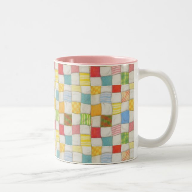 Caneca De Café Em Dois Tons CRAZY QUILT Rosa, Tome de dois tons (Direita)