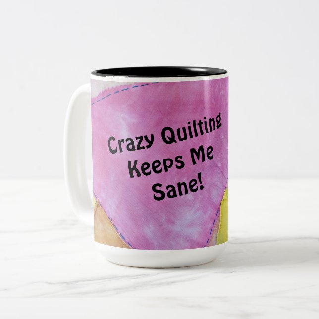 Caneca De Café Em Dois Tons Crazy Quilting Mug (Frente Esquerda)