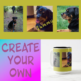 Caneca De Café Em Dois Tons Create Your Own 3-Photo Gift Coffee Mug