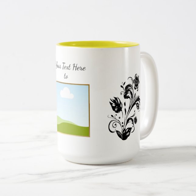 Caneca De Café Em Dois Tons Create Your Own personalized Template Text  (Frente Esquerda)