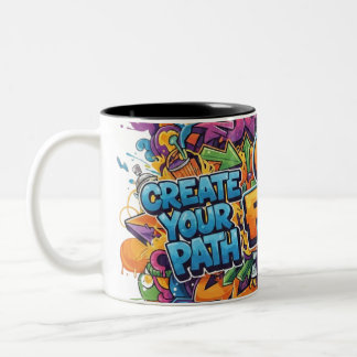 Caneca De Café Em Dois Tons "Create Your Path" Graffiti Mug