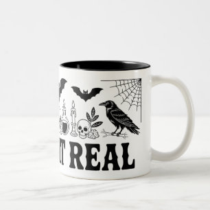 Caneca De Café Em Dois Tons Creme De Verdadeira Mug   Halloween Gótico engraça