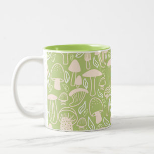 Caneca De Café Em Dois Tons Creme Verde Mushroom
