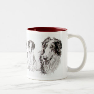 Caneca De Café Em Dois Tons Crescendo acima o Borzoi