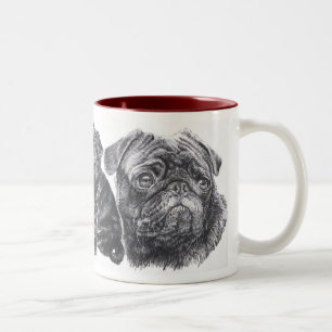 Caneca De Café Em Dois Tons Crescendo acima o Pug preto