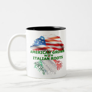 Caneca De Café Em Dois Tons Crescido Americano Com Raízes Italianas