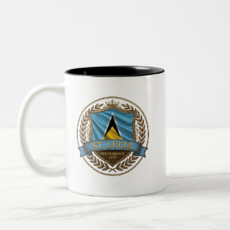 Caneca De Café Em Dois Tons Crest da Herança de Santa Lúcia | Orgulho do Carib