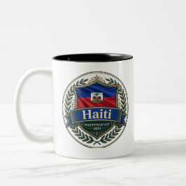 Caneca De Café Em Dois Tons Crest da Herança Haitiana | Orgulho do Caribe