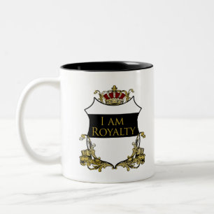 Caneca De Café Em Dois Tons Crest de Coroa Real de Luxo Dourado Ousado e Real