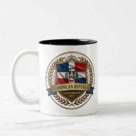 Caneca De Café Em Dois Tons Crest de Herança Dominicana | Orgulho Caribenho