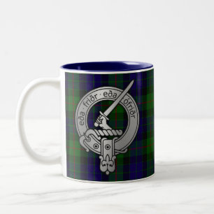 Caneca De Café Em Dois Tons Crest e Tartan do Clã Gunn - Nórdico Antigo