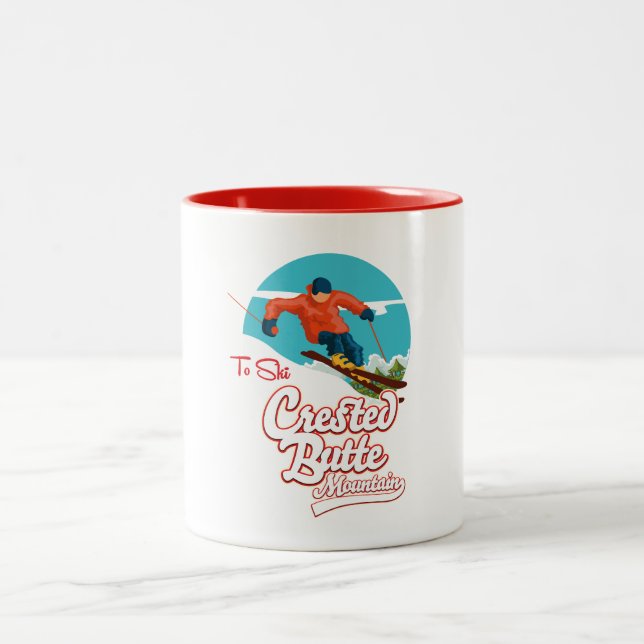 Caneca De Café Em Dois Tons Crested Butte para esqui (Centro)