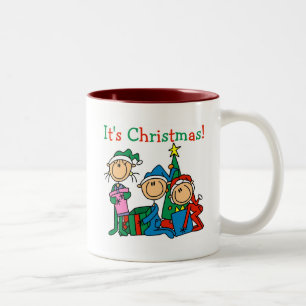 Caneca De Café Em Dois Tons Crianças de fotos de Natal São Camisetas e present
