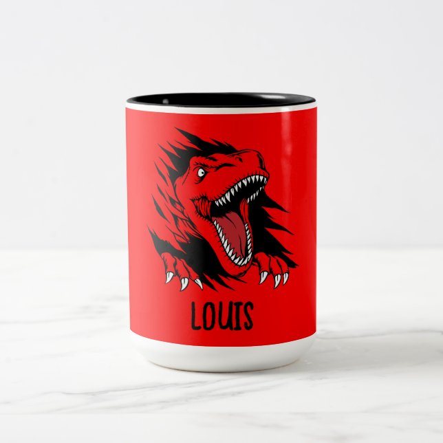 Caneca De Café Em Dois Tons Crianças dinossauros (Centro)