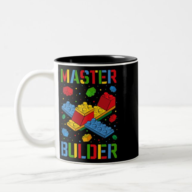 Caneca De Café Em Dois Tons Crianças do Master Builder Construindo blocos cons (Esquerda)