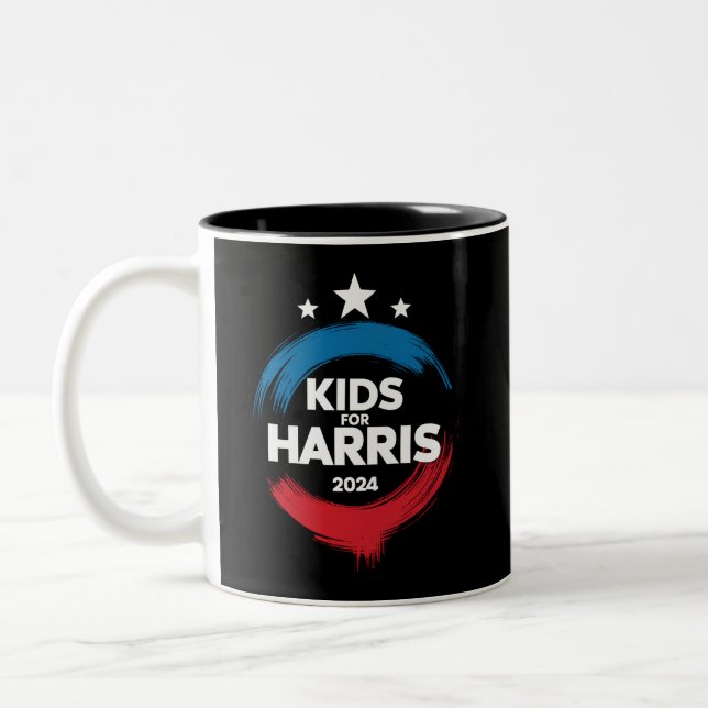 Caneca De Café Em Dois Tons Crianças Para Harris Presidente Kids Love Kamala H (Esquerda)