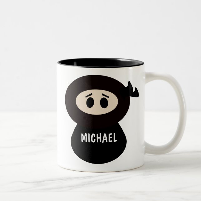 Caneca De Café Em Dois Tons Crianças Personalizadas Ninja Mug (Direita)