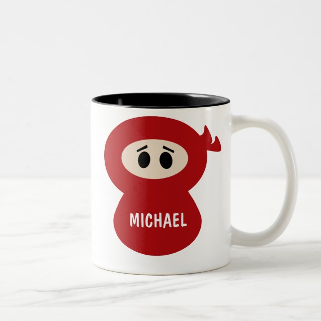 Caneca De Café Em Dois Tons Crianças Personalizadas Ninja Mug (Direita)
