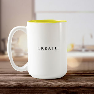Caneca De Café Em Dois Tons Criar a tipografia simples mínima moderna