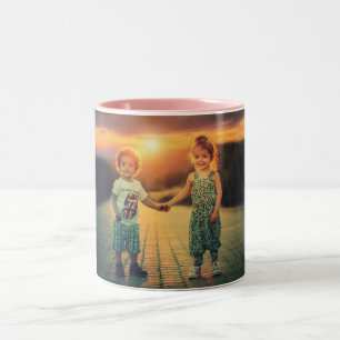 Caneca De Café Em Dois Tons Criar Foto Personalizável Da Sua Família Personali