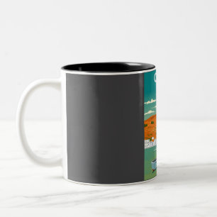 Caneca De Café Em Dois Tons Criar Grécia Vintage Poster de viagens Retroativo 
