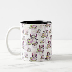Caneca De Café Em Dois Tons Criatura mágica monstro feliz correndo