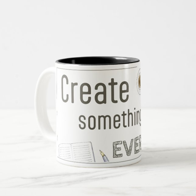 Caneca De Café Em Dois Tons Crie algo muito (Frente Esquerda)