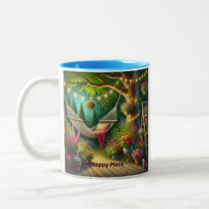 Caneca De Café Em Dois Tons Crie seu local feliz personalizável