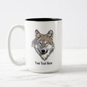 Caneca De Café Em Dois Tons Crie seu próprio lobo Cinza
