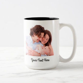 Caneca De Café Em Dois Tons Crie seu próprio texto personalizado e sua foto