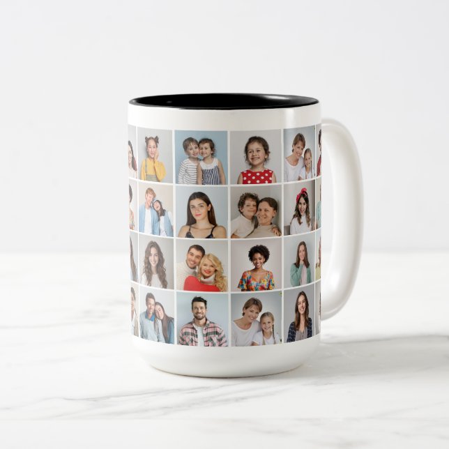 Caneca De Café Em Dois Tons Crie Sua Própria Colagem De Fotos 36 (Frente Esquerda)