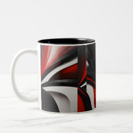Caneca De Café Em Dois Tons Crimson Bliss: Um Dueto em Vermelho e Branco"