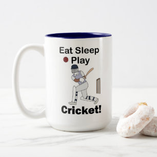 Caneca De Café Em Dois Tons Críquete Esportes Comer Dormir Jogar Críquete