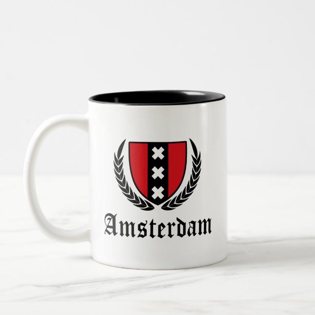 Caneca De Café Em Dois Tons Crista de Amsterdã (Esquerda)