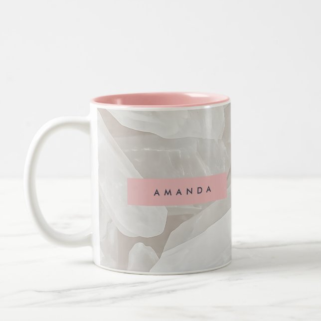Caneca De Café Em Dois Tons Cristal de Quartzo Claro Elegante Personalizado (Esquerda)