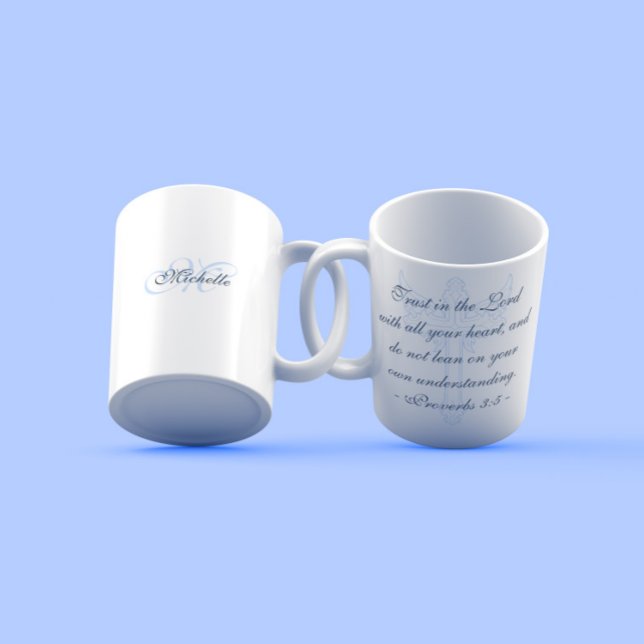 Caneca De Café Em Dois Tons Cristão Elegante Proverbs Blue Cross Modern (Elegant Christian Proverbs Blue Cross Modern Two-Tone Coffee Mug
)