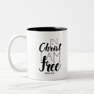Caneca De Café Em Dois Tons Cristo Eu sou a escritura livre promete liberdade