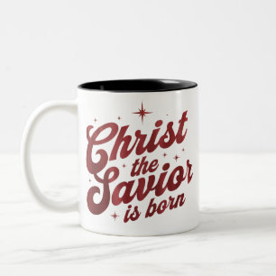 Caneca De Café Em Dois Tons Cristo O Salvador Nasceu Natal Cristão