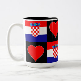 Caneca De Café Em Dois Tons Croata Patriótica Croata de Padrão Coração de Band