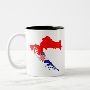 Caneca De Café Em Dois Tons Croatia Map Country Borders Flag States Countries.