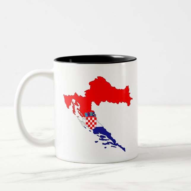 Caneca De Café Em Dois Tons Croatia Map Country Borders Flag States Countries. (Esquerda)
